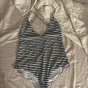 Beach Riot Black and White Striped One Piece